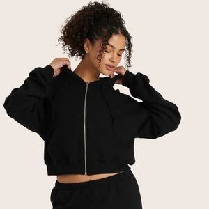 SET Active XL Black Hoodie Zipper Jacket Lightweight Sweats Classic Zip Onyx